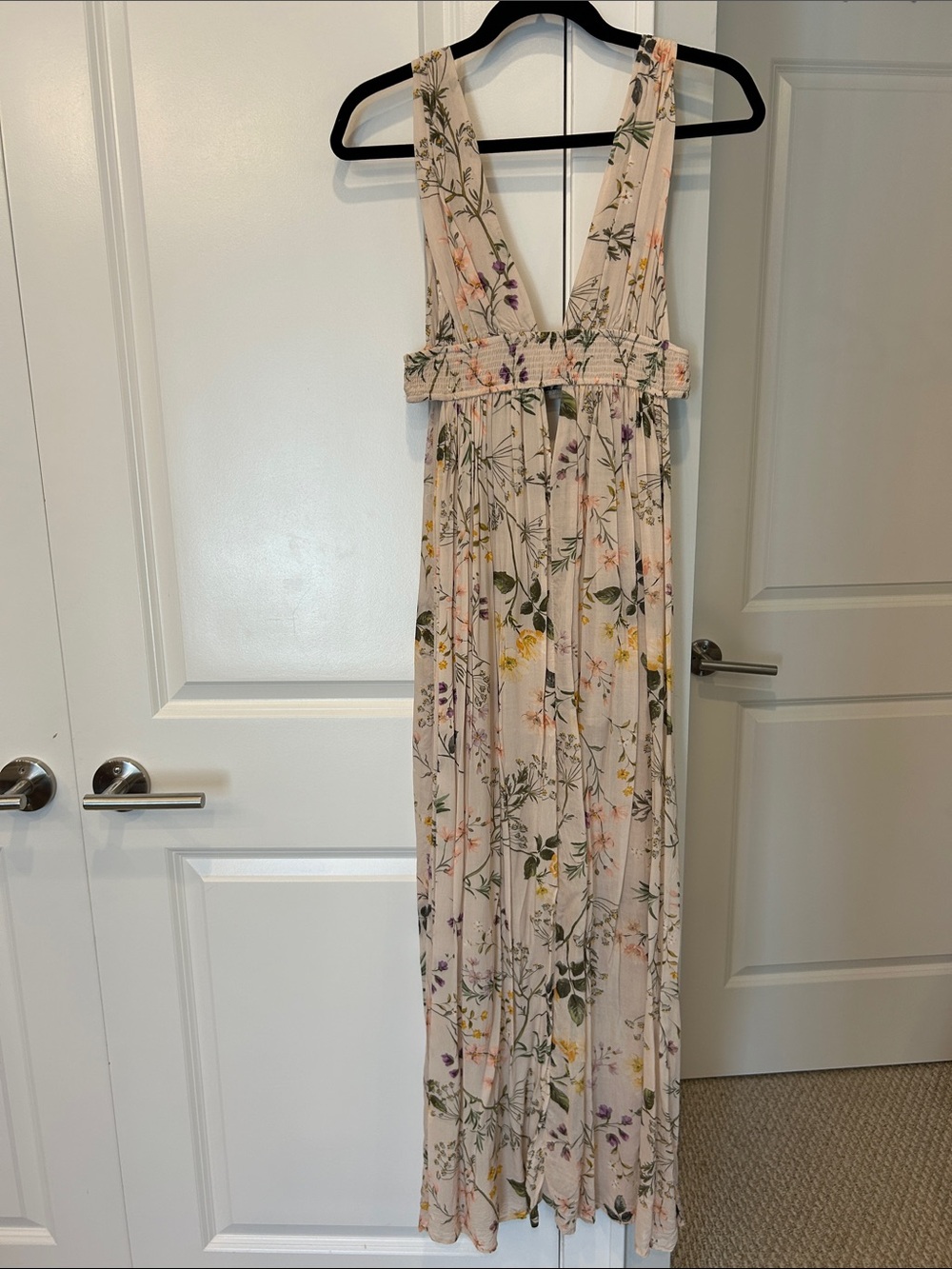 Vici Floral Maxi Dress in Blush with Green and Yellow Accents